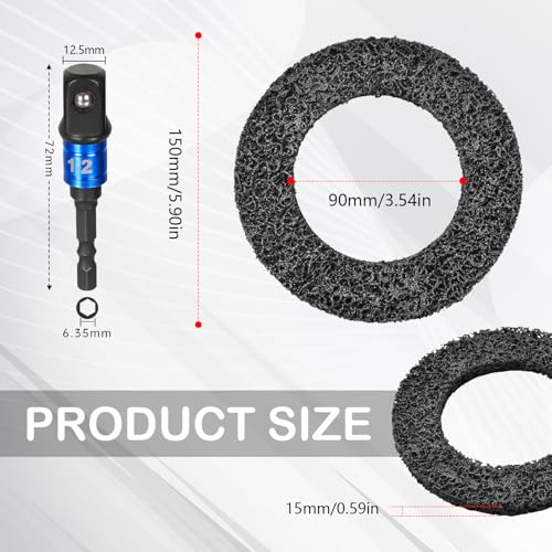 Radnabenschleifer, 90-150mm Auto Radnaben Bürste Set mit 1/2 Vierkantantrieb und 2 Stahl Schleifteller Radnaben Schleifer Kugelkopfschleifer für Felgenpflege