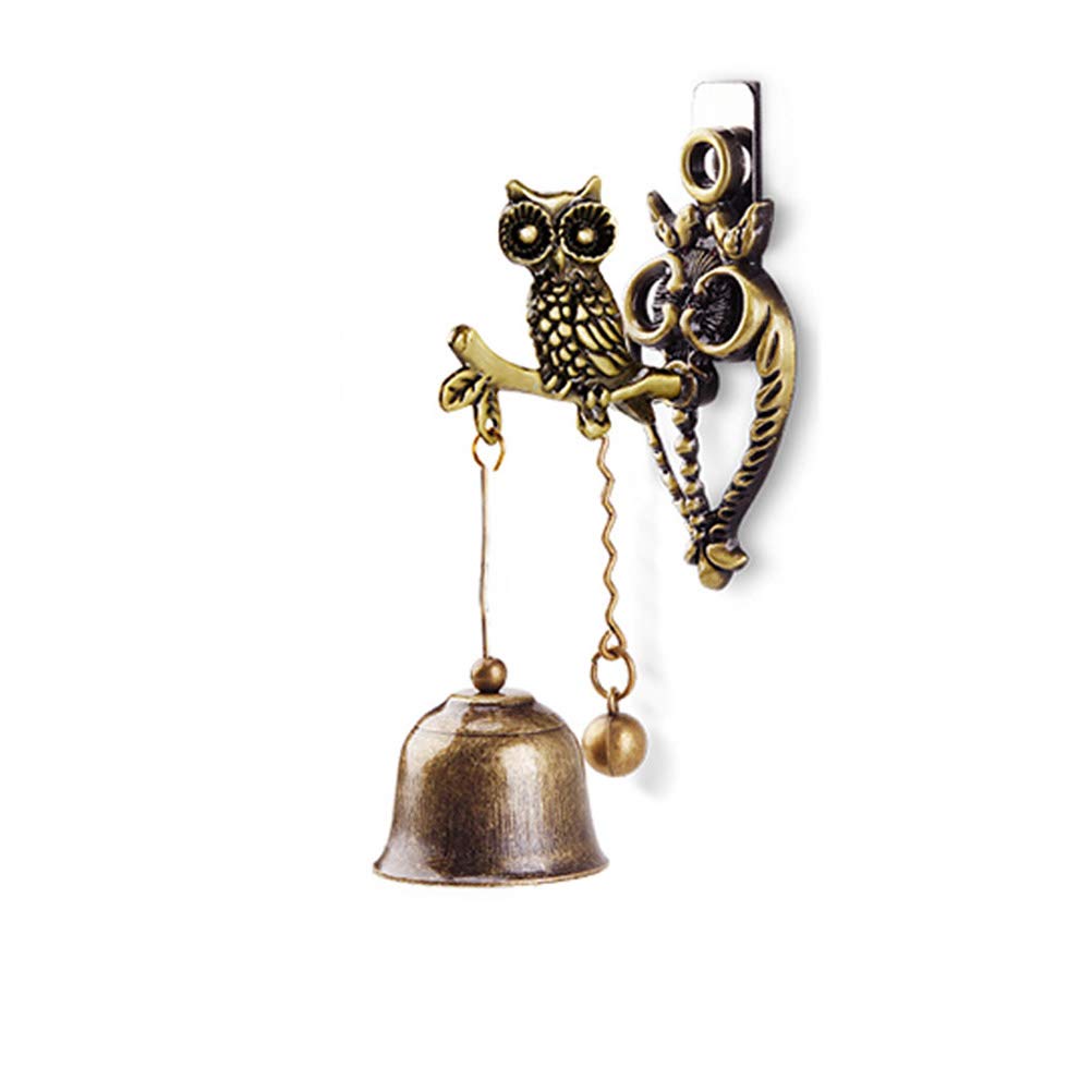 DolphinBanana Shopkeepers Bell, Delicate Office Store Entrance Front Porch Door Bell, Strong Adhesive Magnetic Antique Doorbell Dinner Bell, Vintage Home Decorative Bell Gift, Owl-image-28