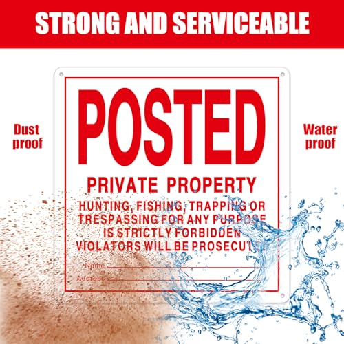 Tandefio 8 Pcs No Trespassing Signs Private Property-11.8×11.8 Inches Rust-Free Aluminum Signs-UV Printed, Reflective, Weatherproof for Outdoor,Indoor Use,White by Tandefio - Used condition - Image 5