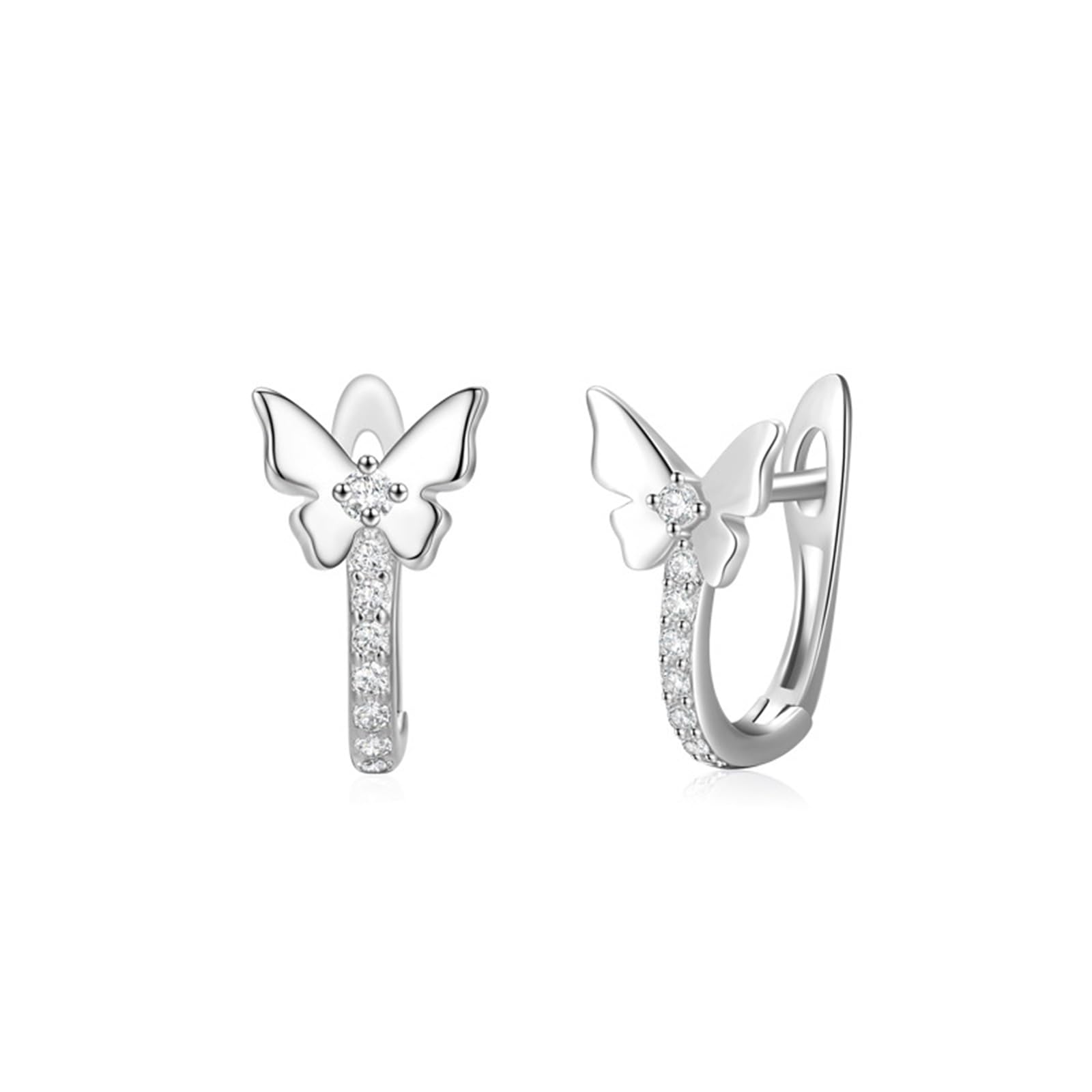 Pendientes de aro de oro para mujer, oro real de 9/14/18 quilates, aretes de mariposa con moissanita para ella