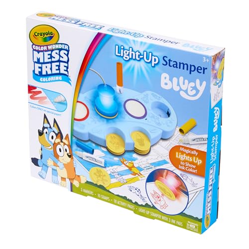 Image of Crayola Magic Light Up Bluey Stamper Art Set, Toddler Mess Free Coloring & Stamping Kit, Bluey Toys, Gifts for Ages 3, 4, 5 (Pack of 4)
