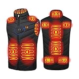 GOZYLA Beheizbare Weste for Damen und Herren, USB-Elektro-Heizweste, Unisex, sofortige Wärme, wärmende Weste, Winter, Outdoor, Skifahren, Körperwärmer (Color : Black, Size : 6XL)