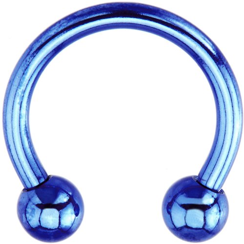 Body Candy 14 Gauge Blue Horseshoe 7/16"