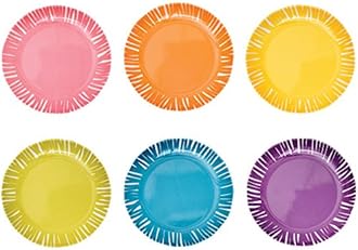 French Bull - Multicolor Melamine Plate - for Appetizers and Desserts - Fringe, Set of 6 Assorted
