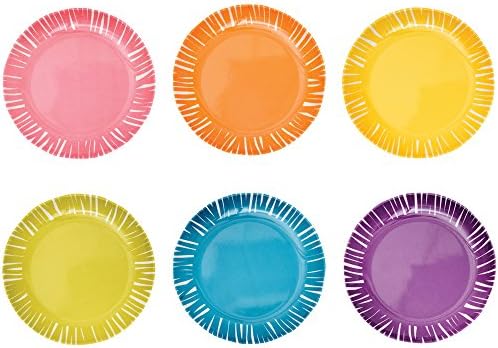 French Bull - Multicolor Melamine Plate - for Appetizers and Desserts - Fringe, Set of 6 Assorted