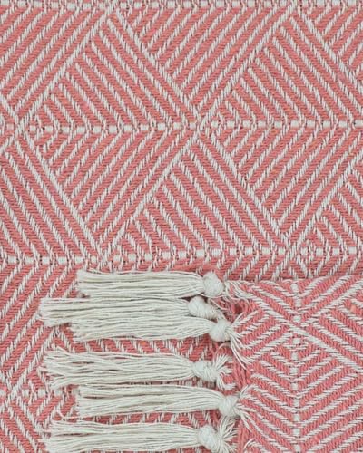 Image of HAKAM Diamond Woven Throw Blanket | 150x200 cm | Pink Sofa Cover, Bed, Chair & Travel - Ideal for All Season | Pack of 1
