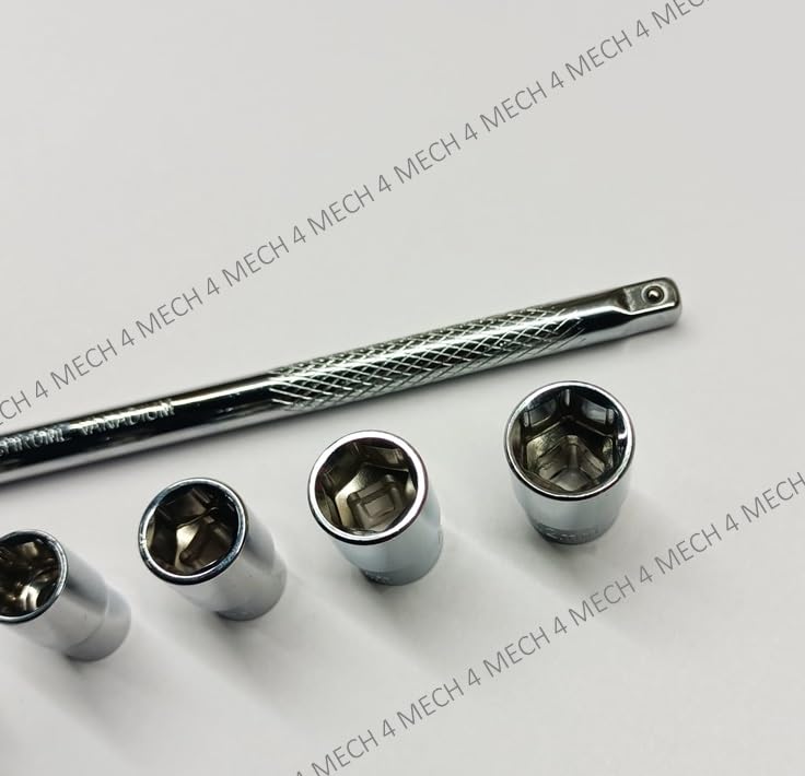 Image of L Handle with 8mm 9mm 10mm 11mm and 12mm Hex Socket, 1 /4 inch Drive L-Handle with 8, 9, 10, 11 12mm Sockets, Anti-rust Properties