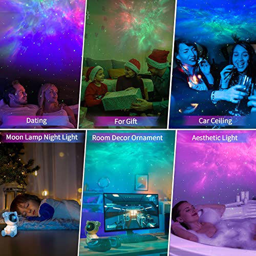 Astronaut Galaxy Projector, Star Projector with Timer and Remote, Night Light with Moon Lamp, LED Nebula Lamp for Kids Adults, Room Decor Gift (White)