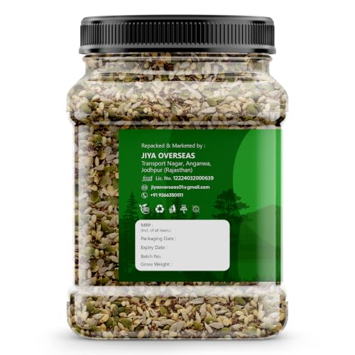Image of MarwarBites Raw Mix Seeds, 1 kg - Pumpkin, Sunflower, Flax, Watermelon, Sesame and Chia Seeds, Calcium and Protein Rich, for Eating and Healthy Snacking