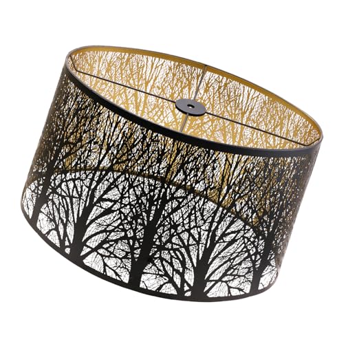 Lampshade Large Lamp Shade (14x8.5)" Top ×(16x10.5)" Bottom ×9.5" High (Spider) Metal Black and Gold Lamp Shades for Table Lamps, Floor Lamp and Bed