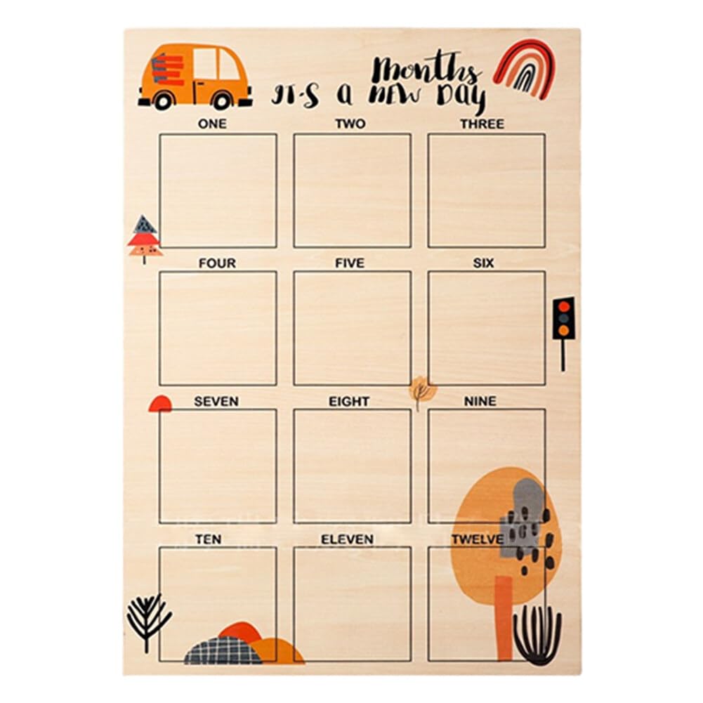 Surakey Milestone Board | Wooden Growth | Photo Commemorative Wall | Minimalist Home Ornament (Type 2)