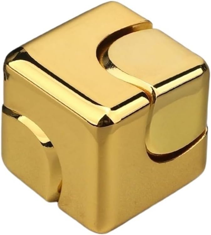 Alloy Cube Spinner Fingertip Gyroscope Stress Toys Adult Office Home Travel Portable Relief(Blue with Bag)