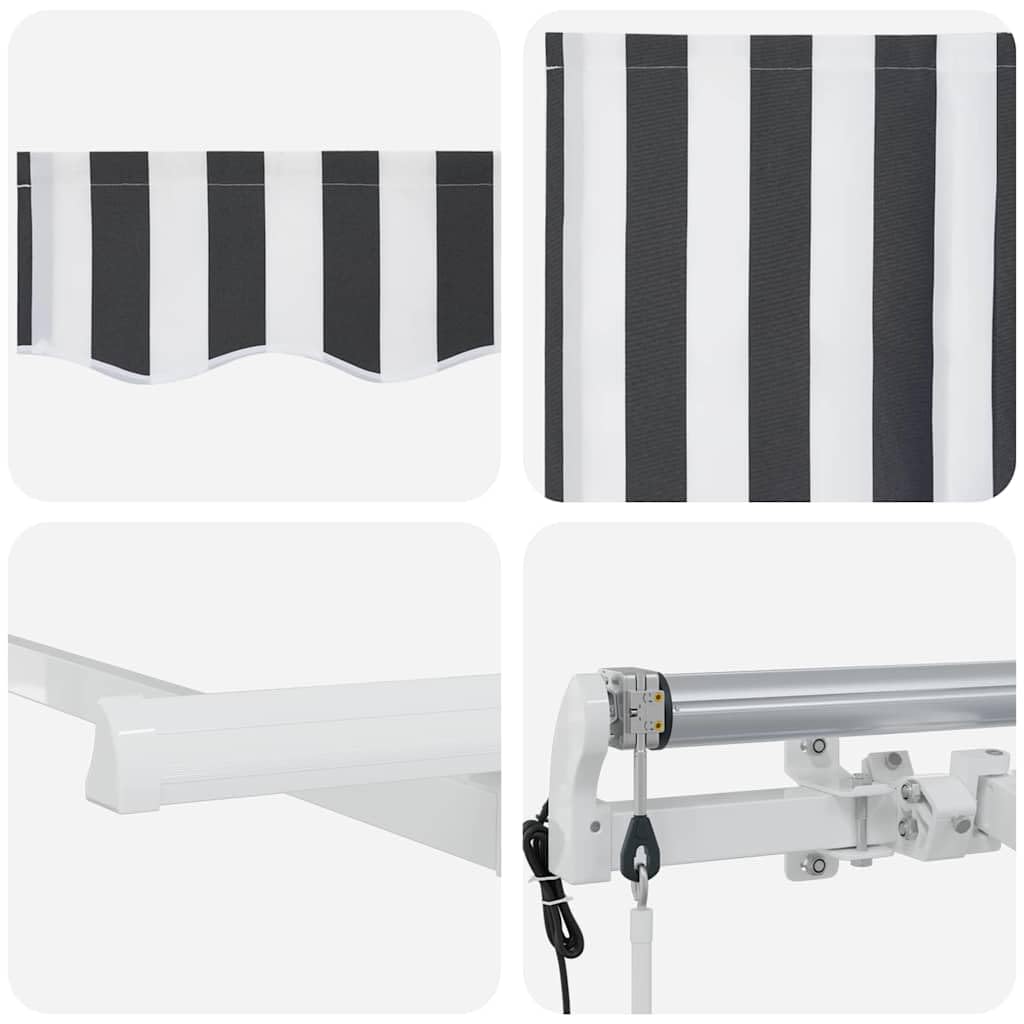 Toldo retráctil antracita 350 x 200 cm con mando a distancia – Toldo eléctrico articulado con marco de aluminio y funda de tela para jardín, terraza y patio