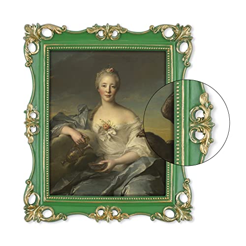 8X10 Picture Frame Antique Frame 8X10 Vintage Photo Frames 10 X 8 In Moss Green With Gold Trim, Wall And Tabletop Picture Frames #TOP2