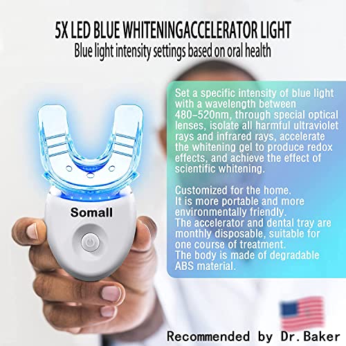 Somall Teeth Whitening Kit - 2023 Newest The Smart Teeth Whitening Led Light System,35% Carbamide Peroxide, (3) 3Ml Gel Syringes, (1) Remineralization Desensitizing Gel, And Tray. #TOP3