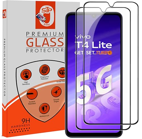 Image of STP FEEL Premium Tempered Glass Screen Protector Guard Compatible For VIvo T4 Lite 5G (6.74 Inch, Pack of 2) | Edge to Edge Coverage With Easy to installation kit for Smartphone