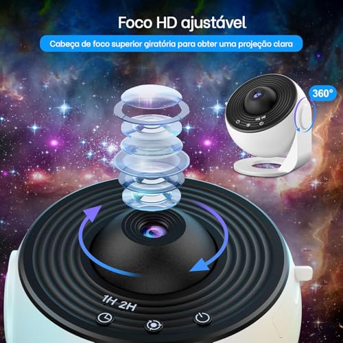 Projetor de Luz Galaxia, Projetor Galaxia, Projetor de Estrelas, Projetor de Luz, Galaxy Projector, Lâmpada de Projeção de Nebulosa Rotativa de 360, luz Noturna para Quarto, Preto E branco - Imagem 2