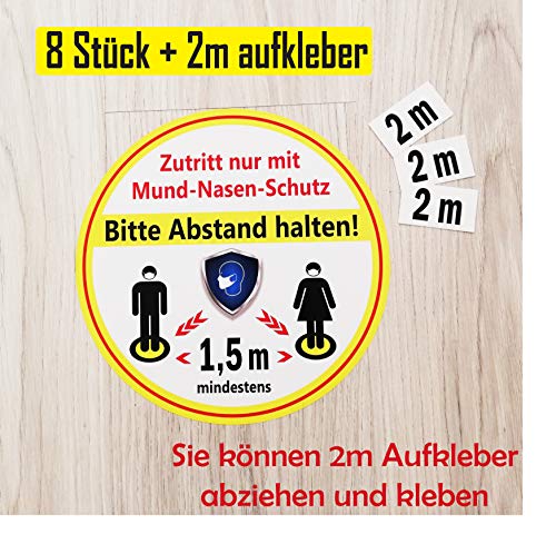 8 Stück Abstand Halten Aufkleber-24cm x 24cm rutschfesten Abstand halten Aufkleber fußboden-bemerkenswerten Aufkleber-bodenaufkleber Abstand halten für Unternehmen,Apotheken,Krankenhäuser - Image 5
