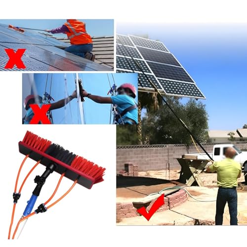 Limpieza de paneles solares sin escaleras con cepillo telescópico de 5m 7