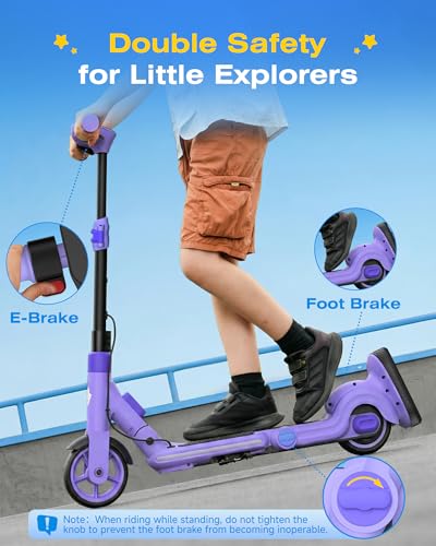 Image of ECOROAD 2-in-1 Kids Electric Scooter EK8,200W Motor & 9 Miles Range,Up to 10 MPH,Dual Brake System,Bluetooth Music & Foldable & Adjustable Height, for Kids Ages 6-12(Black)