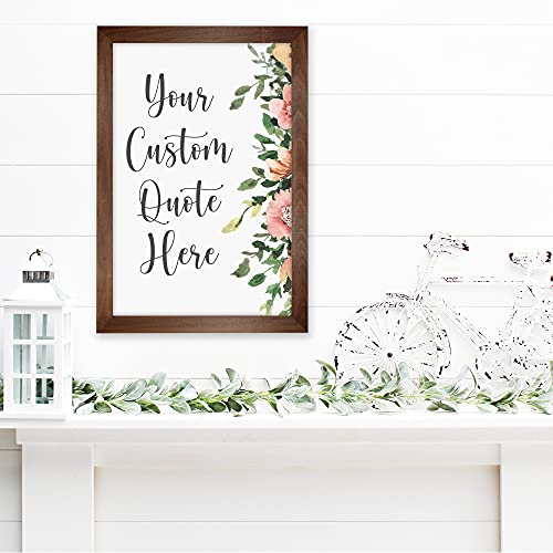 DREAM BIG PRINTABLES Custom Wood Signs Personalized | Farmhouse Decor | Personalized Signs | Personalized Rustic Wood Signs | Custom Sign | Custom Quote Sign (26X18" (Vertical), Floral Strip)