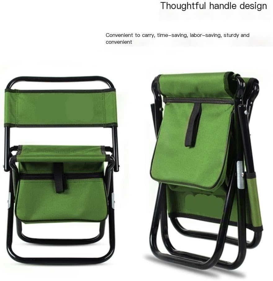 Camp Stool Folding Stool Portable Outdoor Chair Stool Portable Mazar Foldable Small Folding Chair Backrest Fishing Chair Camping Stool(Green,B)