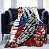 GregTins Motocross American Retro Style Blankets Ultra-Soft Flannel Throw Blanket Air Conditioner Blanket for Sofa Bed Living Room Home Decor 50'x40'