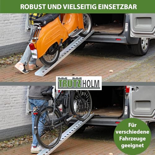TRUTZHOLM Alu Auffahrschiene 194cm / 200 kg Auffahrschine Verladerampe Motorrad Moped E-Bike Schwarz (Grau)