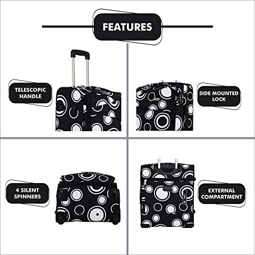 Image of Timus Indigo Spinner Black 4 Wheel Set of 2 55 & 65cm /20 inch & 24 inch cm Strolley Suitcase for Travel Expandable bags with inbuilt combination lock /best waterproof travel bag for men /cabin /check-in luggage