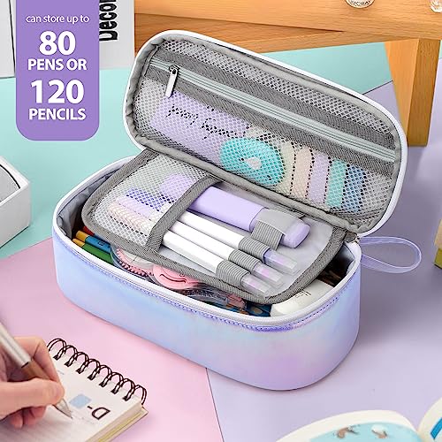 Image of Jcocylse Large Capacity Pencil Case Portable Pencil Pouch Bag School Supplies for College Students Girls Boys Adults (Purple)