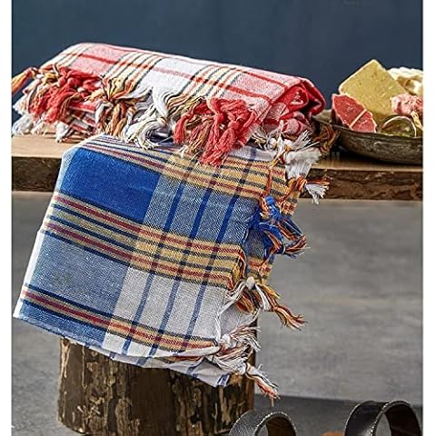 Set of 2 - Turkish Towel Hammam Towel Peshtemal Towels 67 x 31 inch Red and Blue Cover