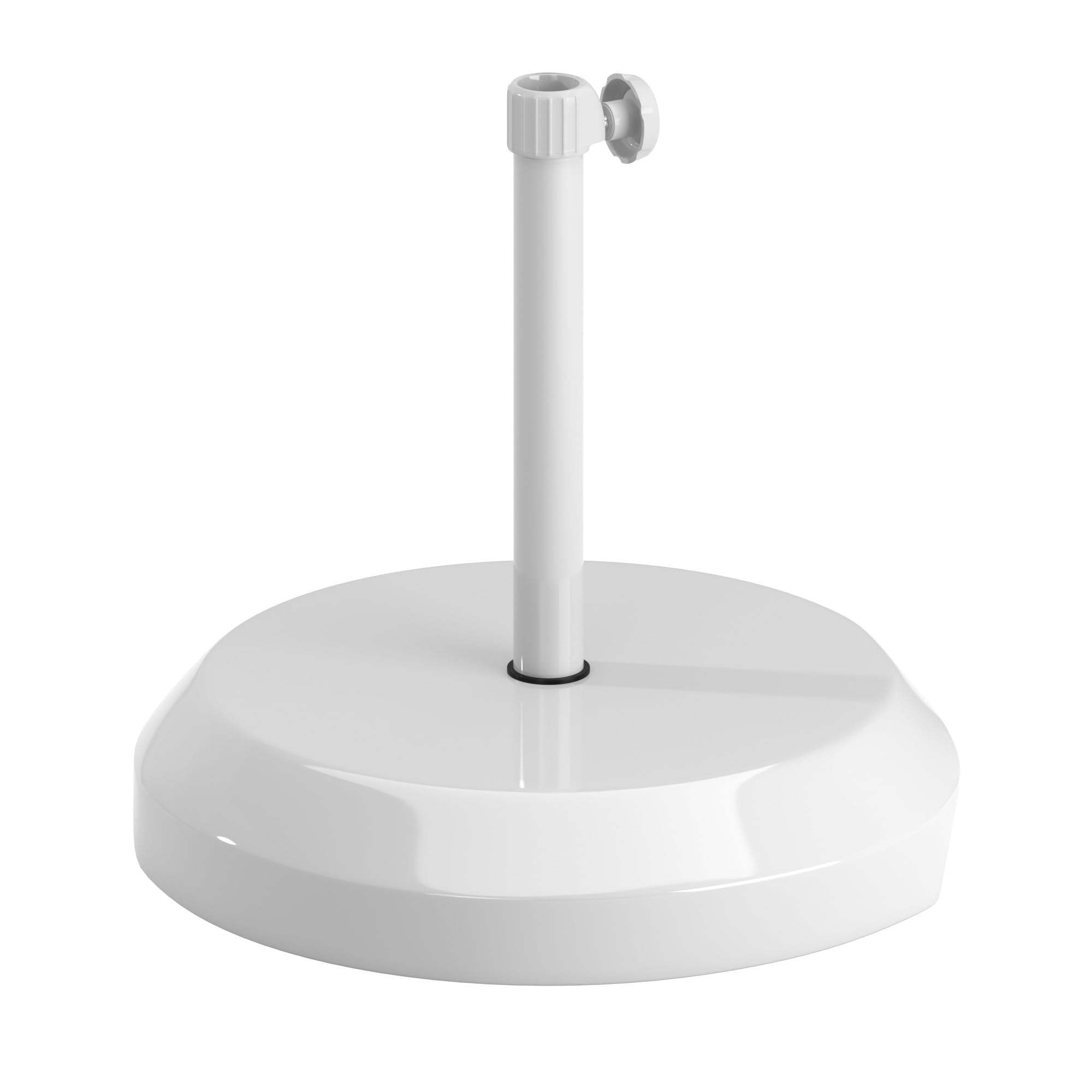 Condition photo showing New/Like New for california umbrella 75 lb. weighted concrete premium free standing patio umbrella base, fits up to 1.5" diameter umbrella pole, white