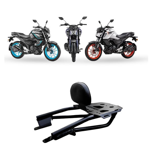 Premium Luggage Carrier with Backrest | Top Rack with Backrest | Luggage Rack with Backrest Compatible with Yamaha FZ S FI Series (Black) (Pack of 1)(Adventure with Backrest) Premium Luggage Carrier with Backrest | Top Rack with Backrest | Luggage Rack with Backrest Compatible with Yamaha FZ S FI Series (Black) (Pack of 1)(Adventure with Backrest)