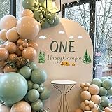 GIOGUK One Happy Camper Decal - Camping 1st Birthday Party Decorations Stickers, Forest Adventure Party Decoration Supplies Wall Stickers, Balloon Arch and Backdrop Decoration Camping Sign Wall Decal