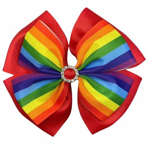 Rainbow Hair Clips Hair Bow for Women Girls Rainbows Hair Accessories Pride Day Hair Accessories TSFJ53 (5.5'' Red Rainbow Large)