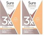Sure Maximum Protection Sport Strength Anti-Perspirant Cream Stick - 96-hour Deodorant for 3x Stronger Sweat Protection, 45 ml (Pack of 2)