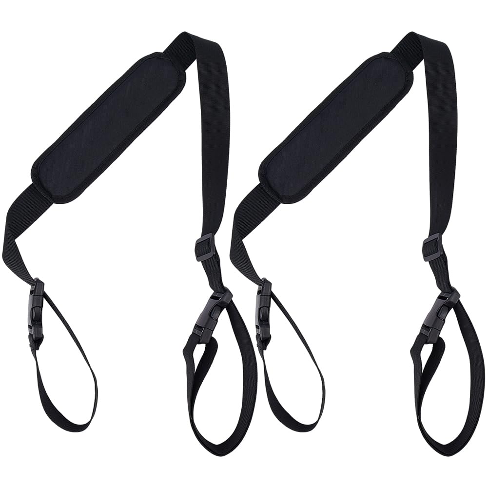 GORGECRAFT 2 pz. Tracolla per Sedia da Spiaggia Regolabile Pieghevole Zaino Spallacci Antiscivolo di Ricambio per Bici Pieghevole Scooter Campeggio Zaino in Spalla Picnic All'Aperto Nero 1-1.76 m