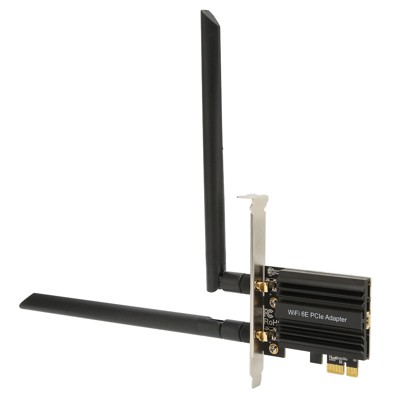 Carte Réseau sans Fil WiFi 6E PCIE pour Bureau, Haute Vitesse, 5.2 plaqué Or pour Jeux et Streaming, Alliage D'aluminium, 2 Antennes