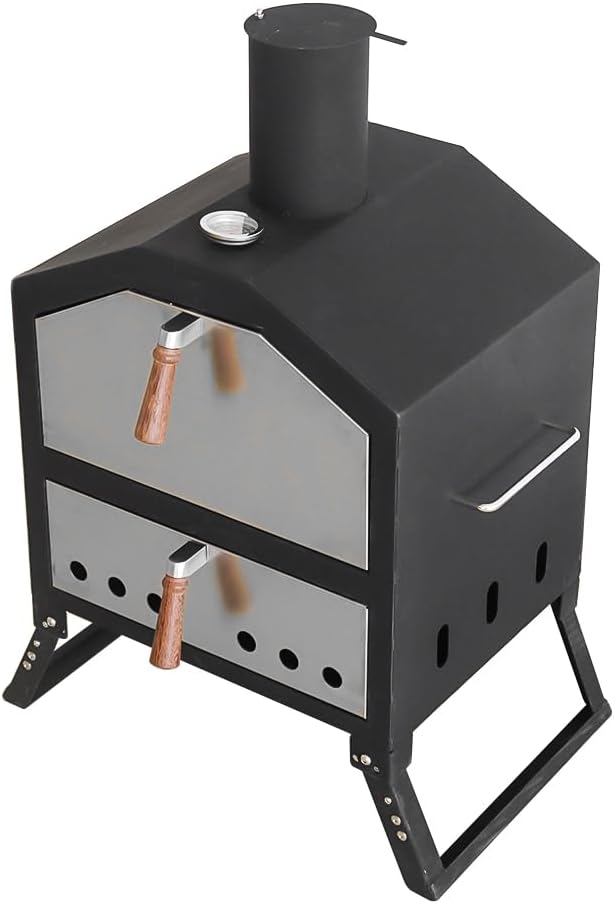 Portable Outdoor Pizza Oven Black Pizza Maker Oven Grill for Garden Outdoor Backyard Party Use Cooking
