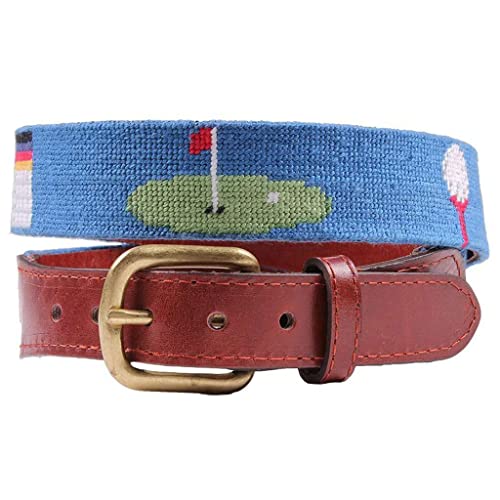 Golfer's Life Needlepoint Belt in Blue by Smathers & Branson