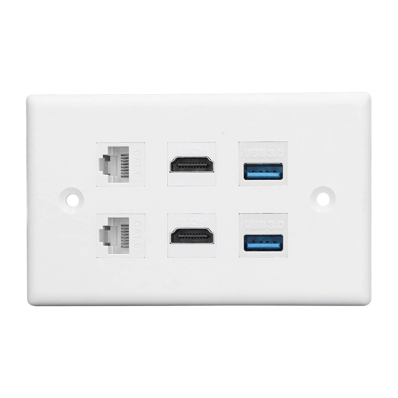 Piastra da Parete Ethernet Cat6 RJ45 6 Porte 2xHDMI 2xCat6 2xUSB 3.0