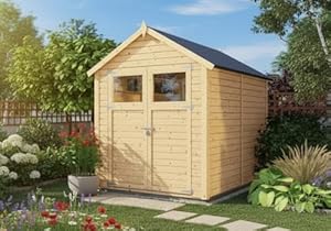 Alpholz Gerätehaus Alisha aus Fichten-Holz, Gartenhaus mit 14mm Wandstärke, Holzhaus inklusive Montagematerial, Geräteschuppen Größe: 202 x 191 cm, Satteldach