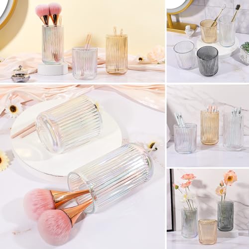 Image of DASITON Makeup Brush Holder Organizer, Crystal Glass Makeup Brushes Storage Holder, Vintage Make Up Brush Cup for Vanity, Pen Pencil Holder for Desk, Toothbrush Holders for Bathroom (Colorful SL)