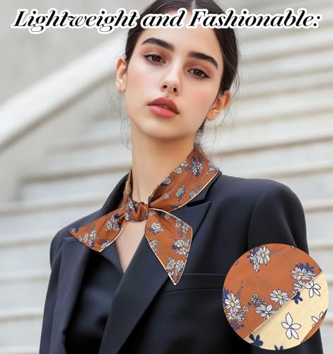 4Pcs Brown Headband Scarf for Women, Brown Satin Boho Scarves, Multifunctional as Headbands Hair Accessories Bag Handles for Women3