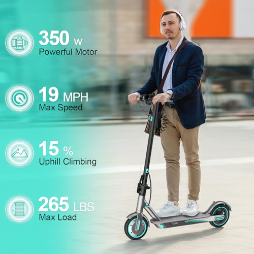 Image of Electric Scooter,8.5 inch Solid Tires,UP to 19MPH,350W Powerful Motor,20 Mile Range with Braking System,Foldable Lightweight Electric Scooter for Adults,Max Load 265 LBS,App Control(Yellow)