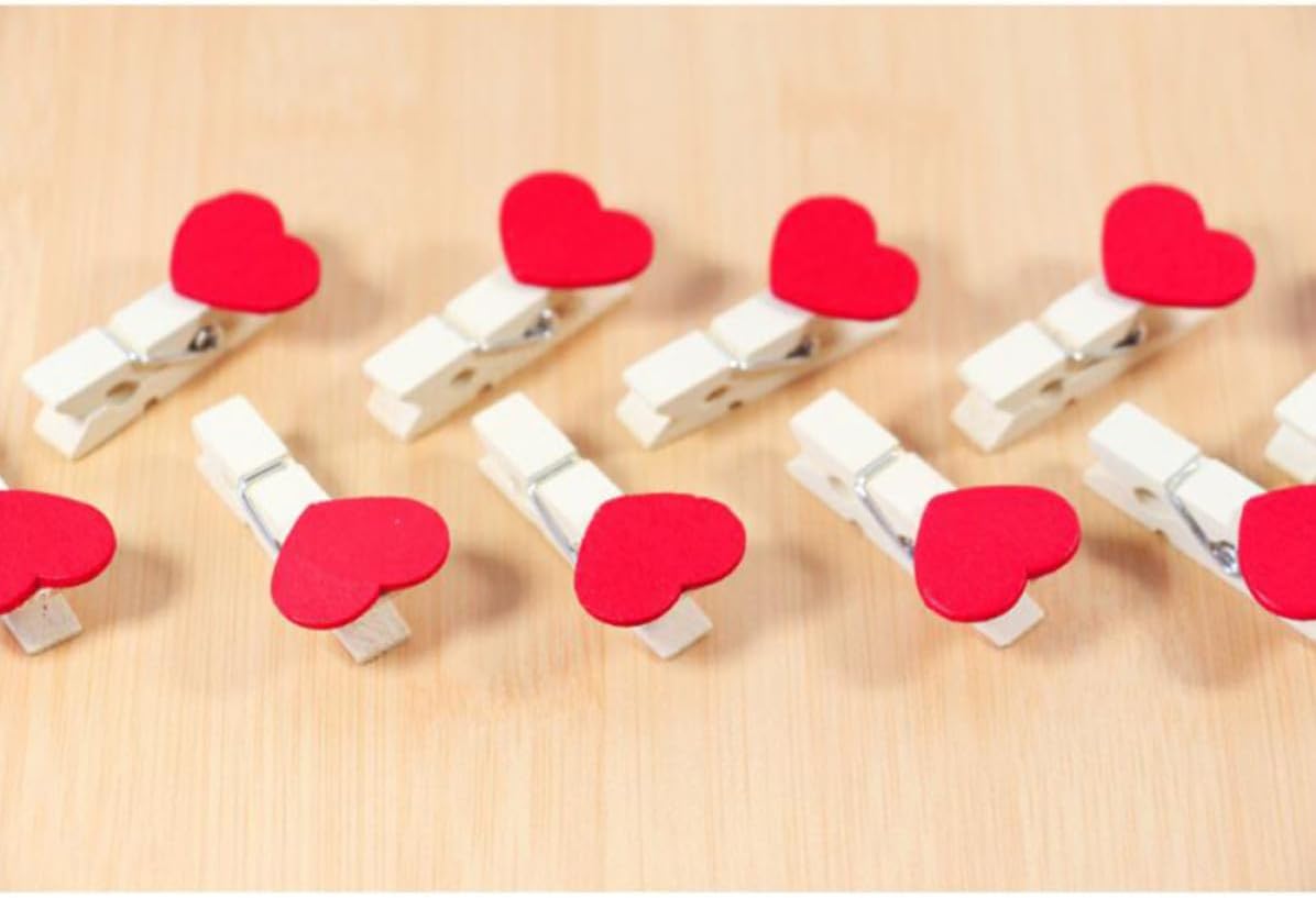 20pcs Wooden Heart Clips Red Mini Note Clips for Photos and Decor image 5