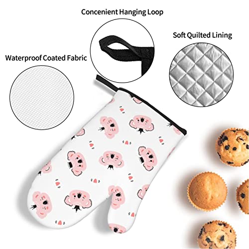 Princess Koalas Funny Oven Mitts And Pot Holders Sets Of 4,Oven Gloves Pot Holders For Kitchen,Oven Mitts Heat Resistant And Non-Slip,Oven Mitt For Kitchen Baking Cooking Bbq Mittens #TOP3