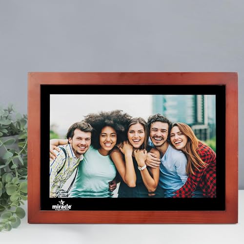 Image of Miracle Digital 12'' HDMI Wooden Hi-Def Digital Photo Frame Premium Mirror Finish,Remote SlideShow,Video Audio,Built in 8GB Memory & 2GB RAM (Dark)