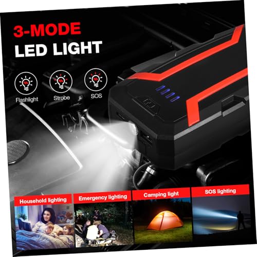 Arrancador de batería de coche resistente con USB y linterna LED SOS 7