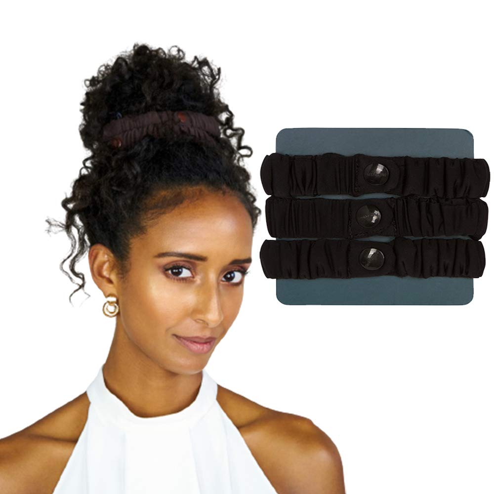 SWIRLYCURLYVelvet Oversized Adjustable Scrunchies for Thick, Natural Hair (2-pack) | No Slip, No Damage, Jumbo Women’s Afro Puff Scrunchie Designed for Curly Black Women’s Hair (Black)